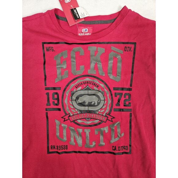 ECKO UNLTD CO‎ Knit Shirt Long Sleeve 1972 Men's 2XL - Red Crewneck Rhino - Picture 5 of 12